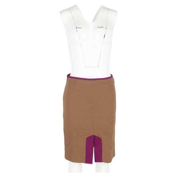 Pre Loved The Row Vintage Pencil Skirt Purple Detail Women brown | ochre Midi - Picture 2 of 6